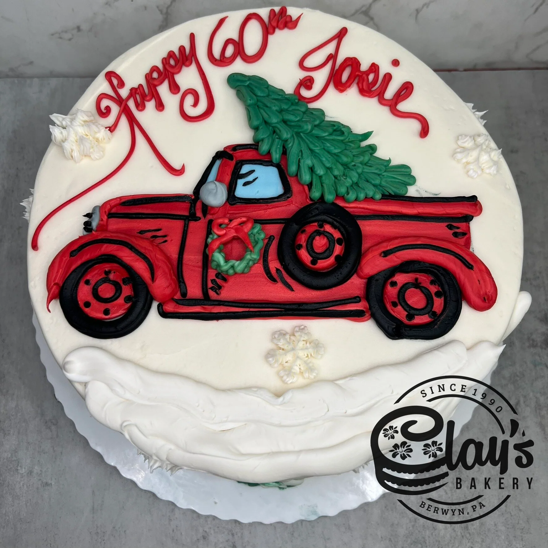 A Lil Red Truck Haulin' A Christmas Tree