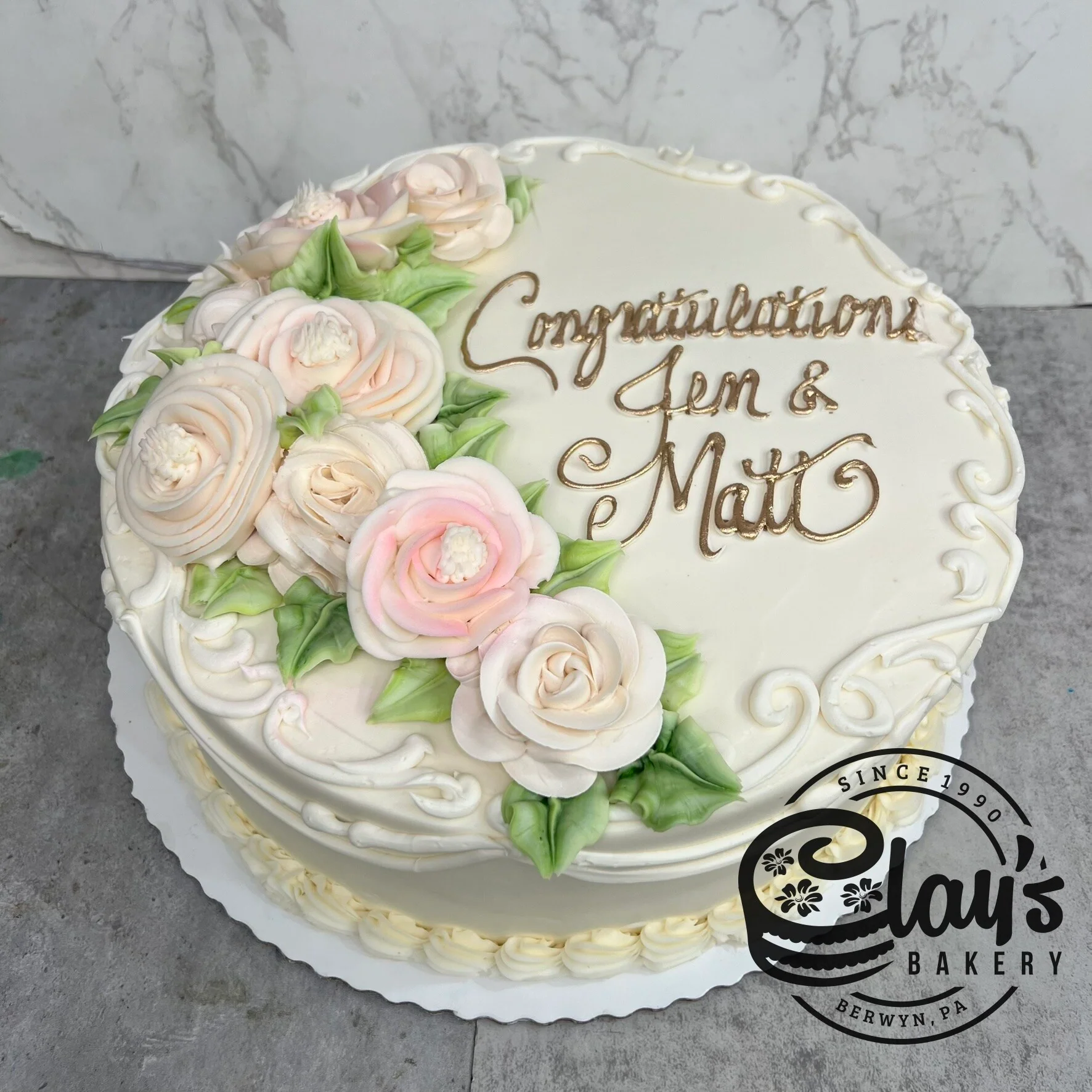 Beautiful Pale Roses with Metallic Writing