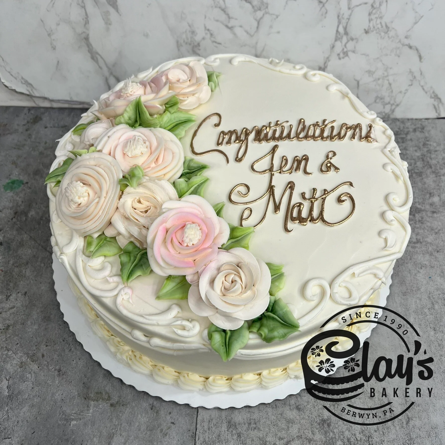 Beautiful Pale Roses with Metallic Writing - Image 2