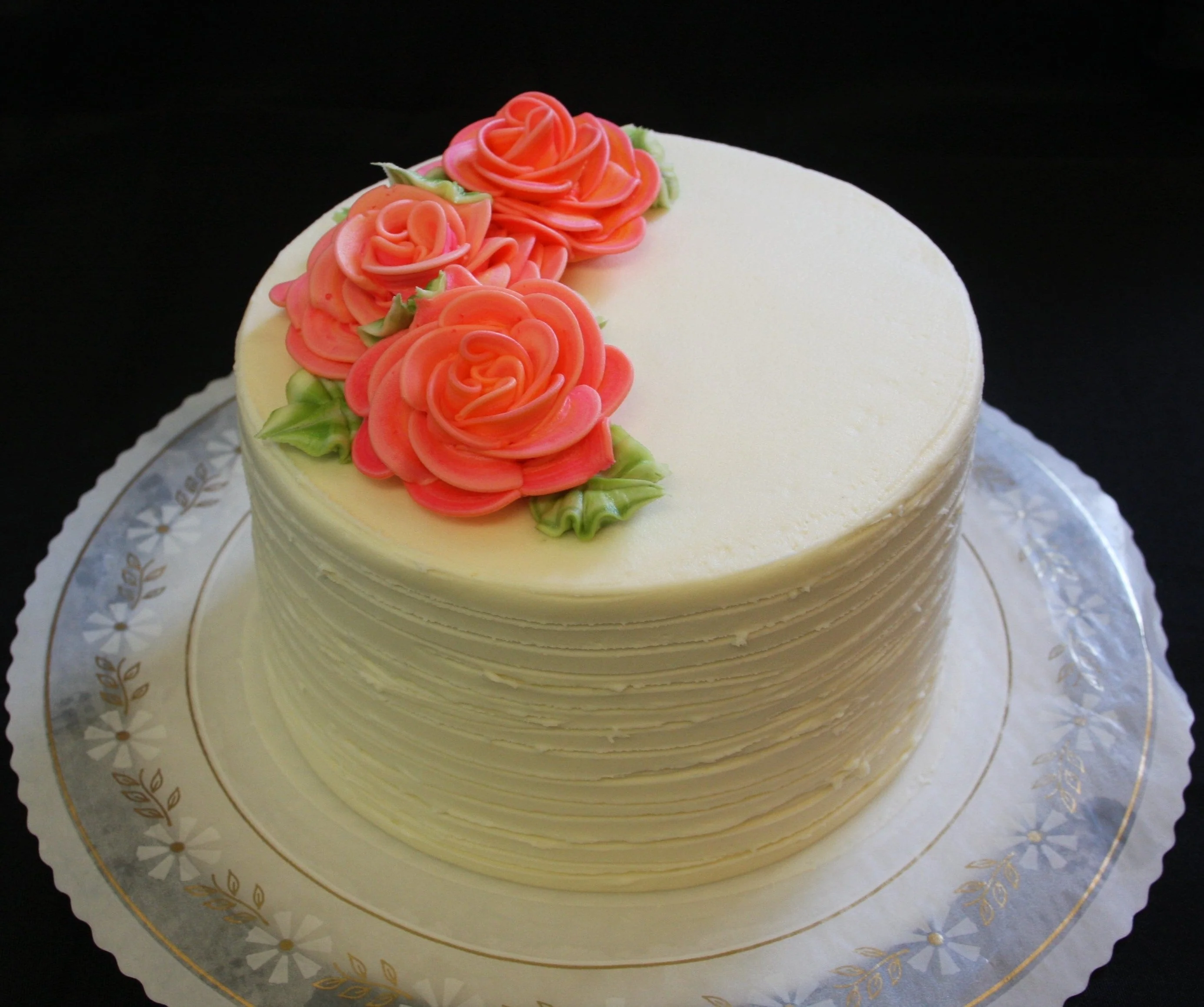 Coral Roses with Etched Sides