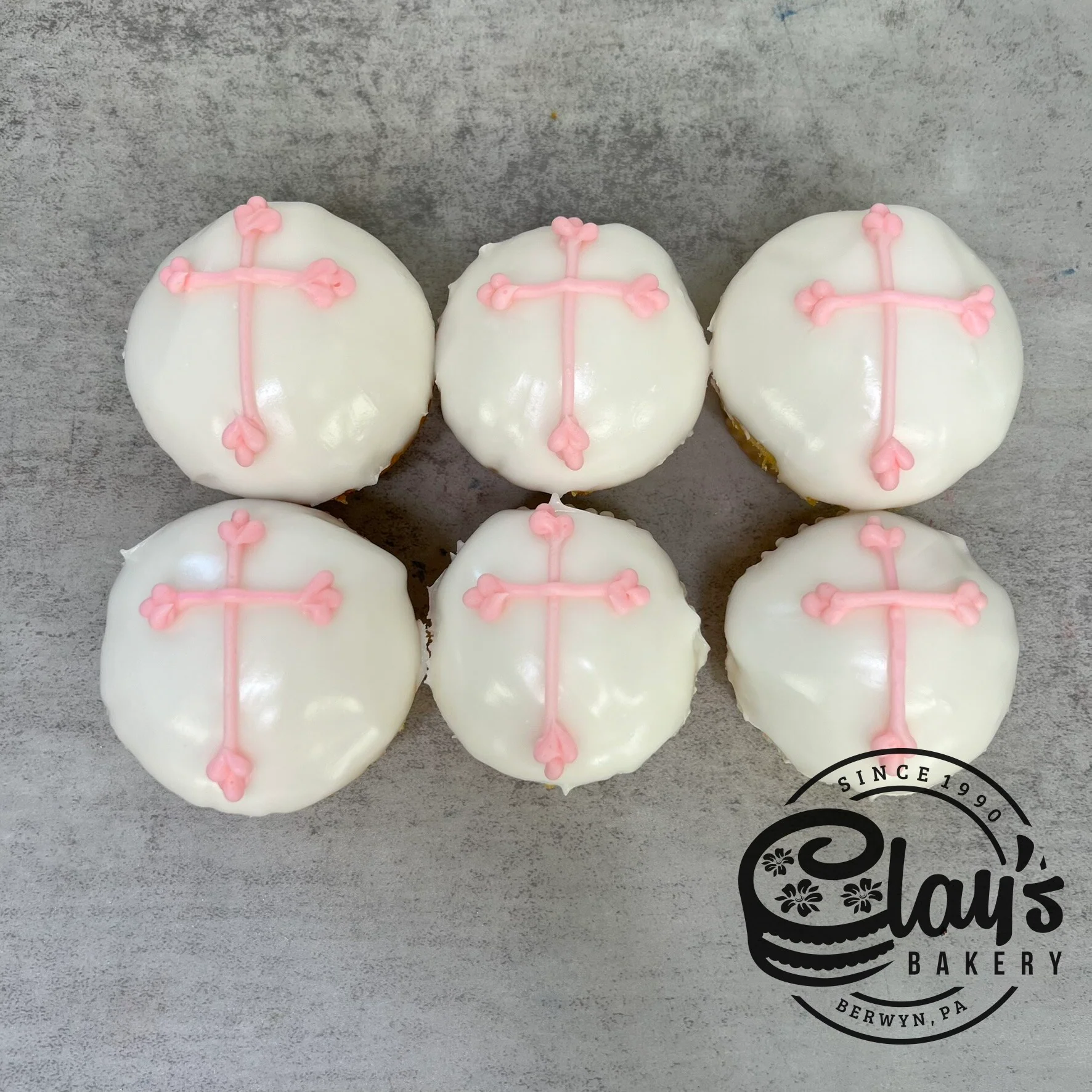 White Dipped Cross Cupcakes