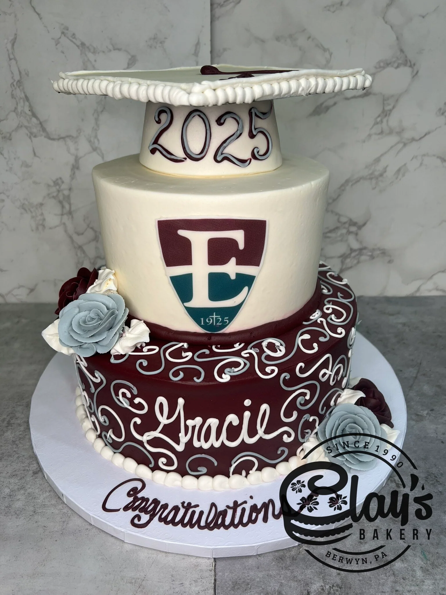 Grad Cap and School Logo with Scrolling - Two Tier