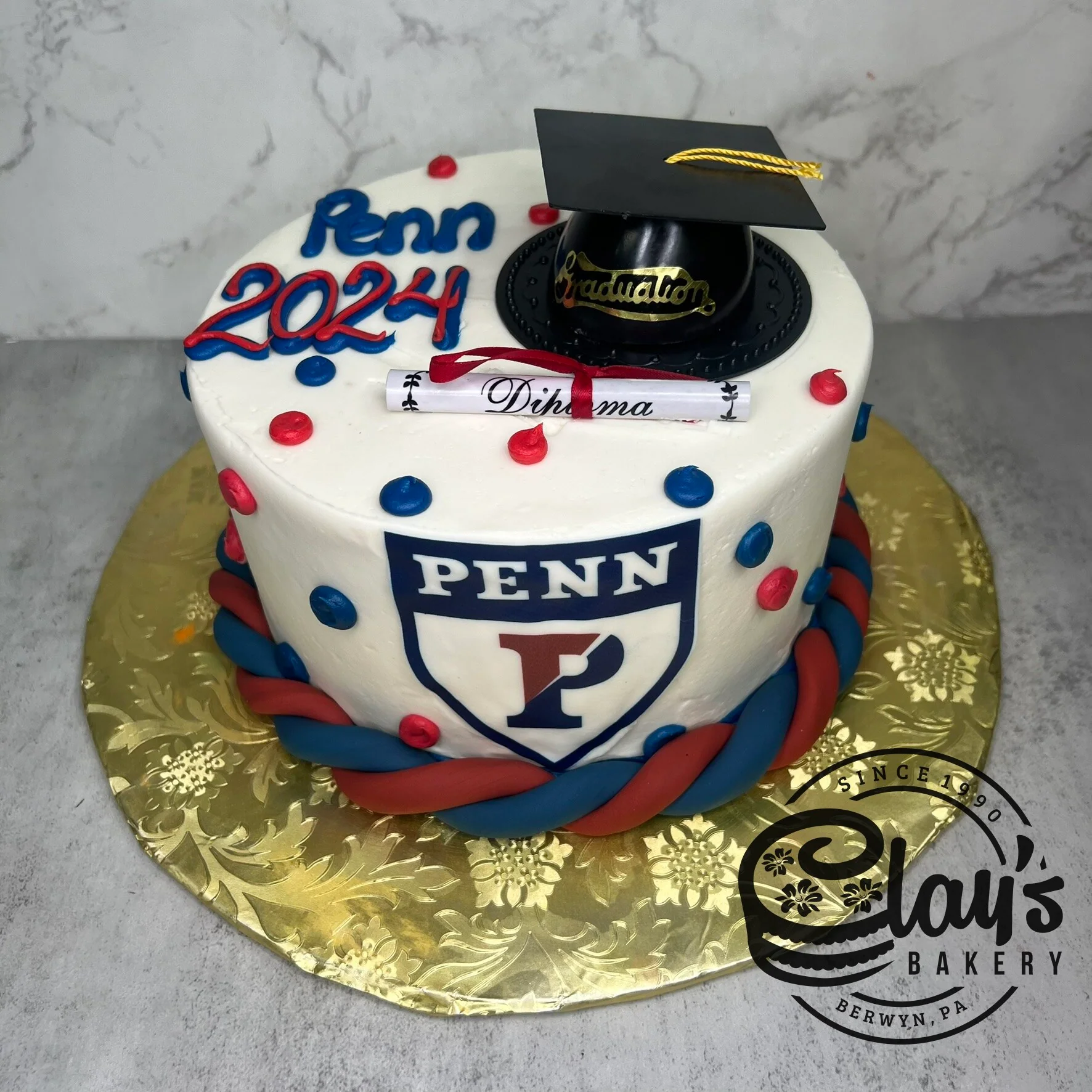 Graduation Cake with Fondant Rope Trim