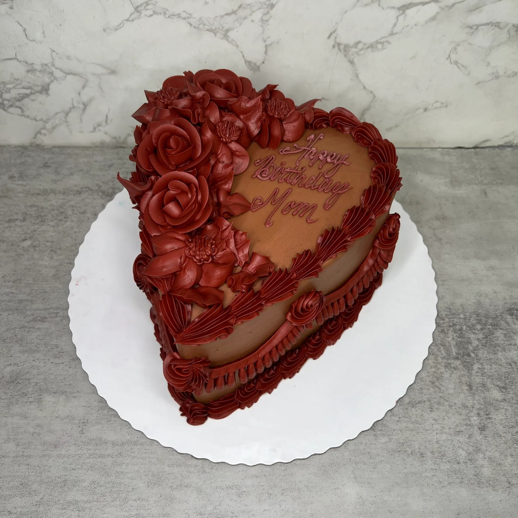 Heart of Black with Deep Red Roses - Shaped Cake - Image 3