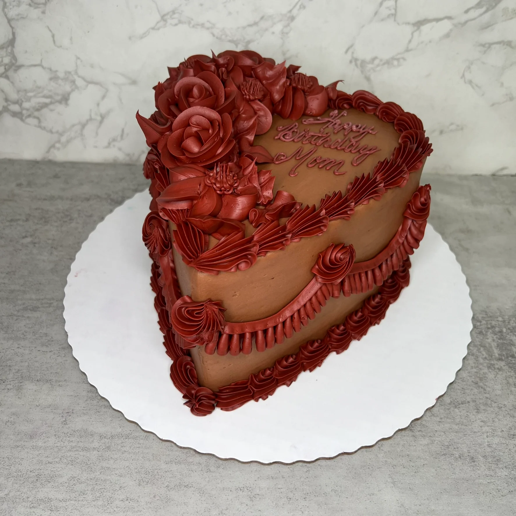 Heart of Black with Deep Red Roses - Shaped Cake - Image 4