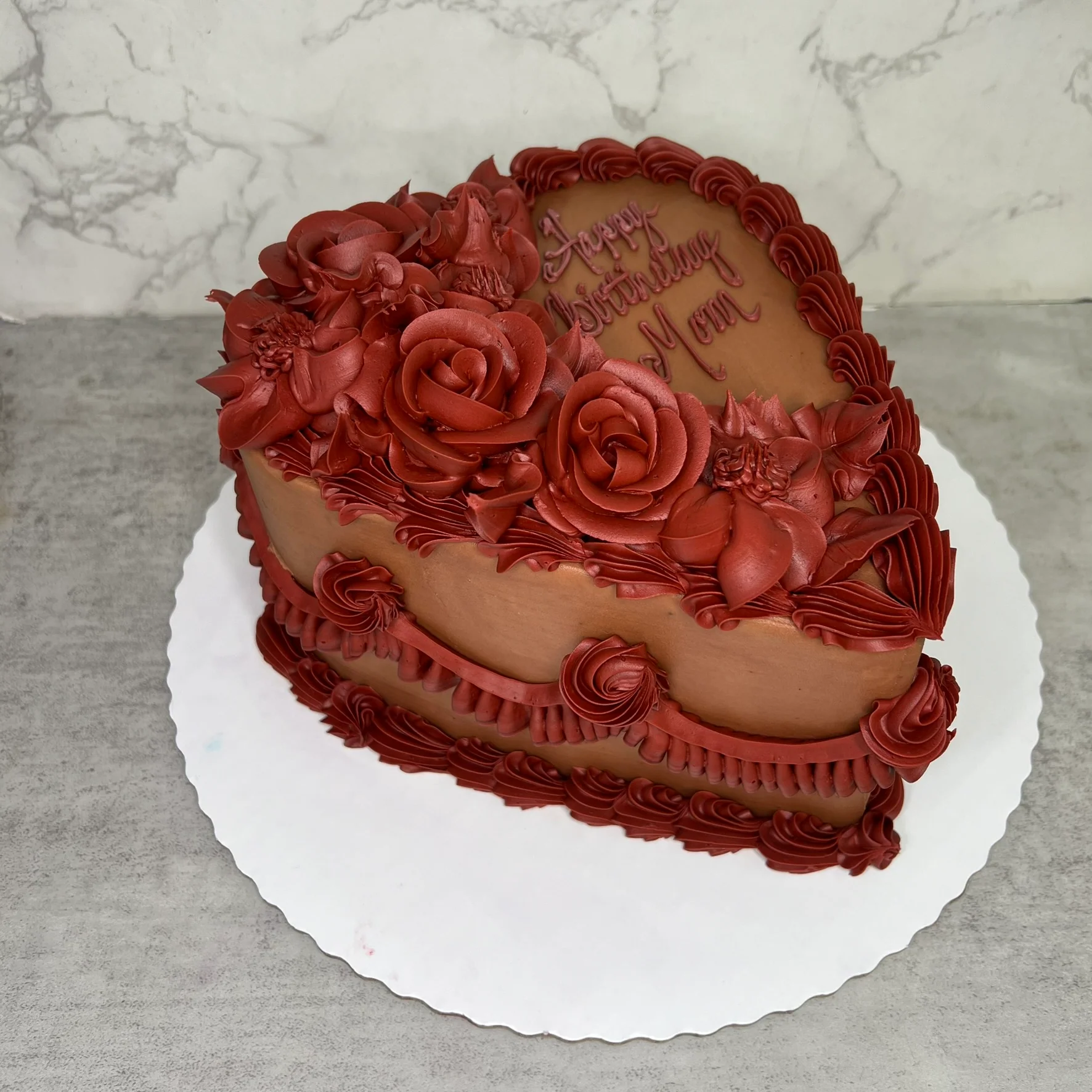 Heart of Black with Deep Red Roses - Shaped Cake - Image 5