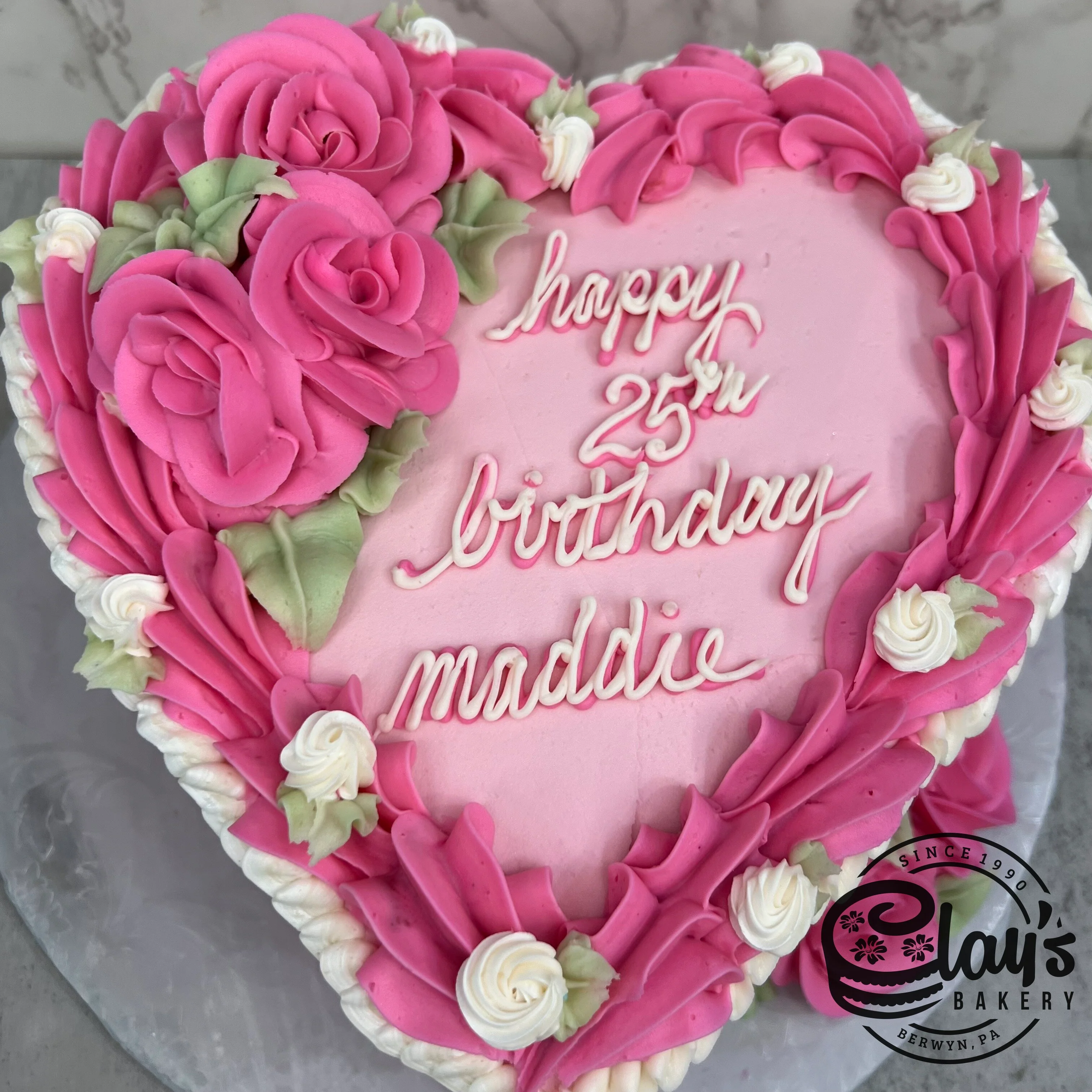 Heart with Pink Roses - Shaped Cake - Image 3