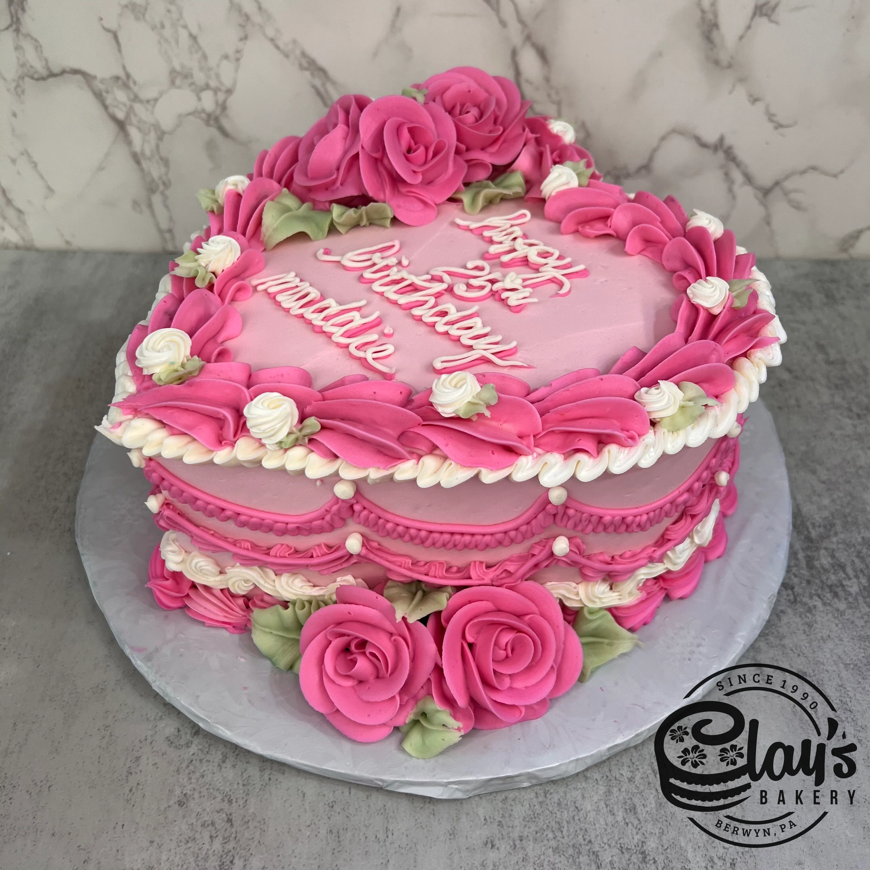 Heart with Pink Roses - Shaped Cake - Image 4