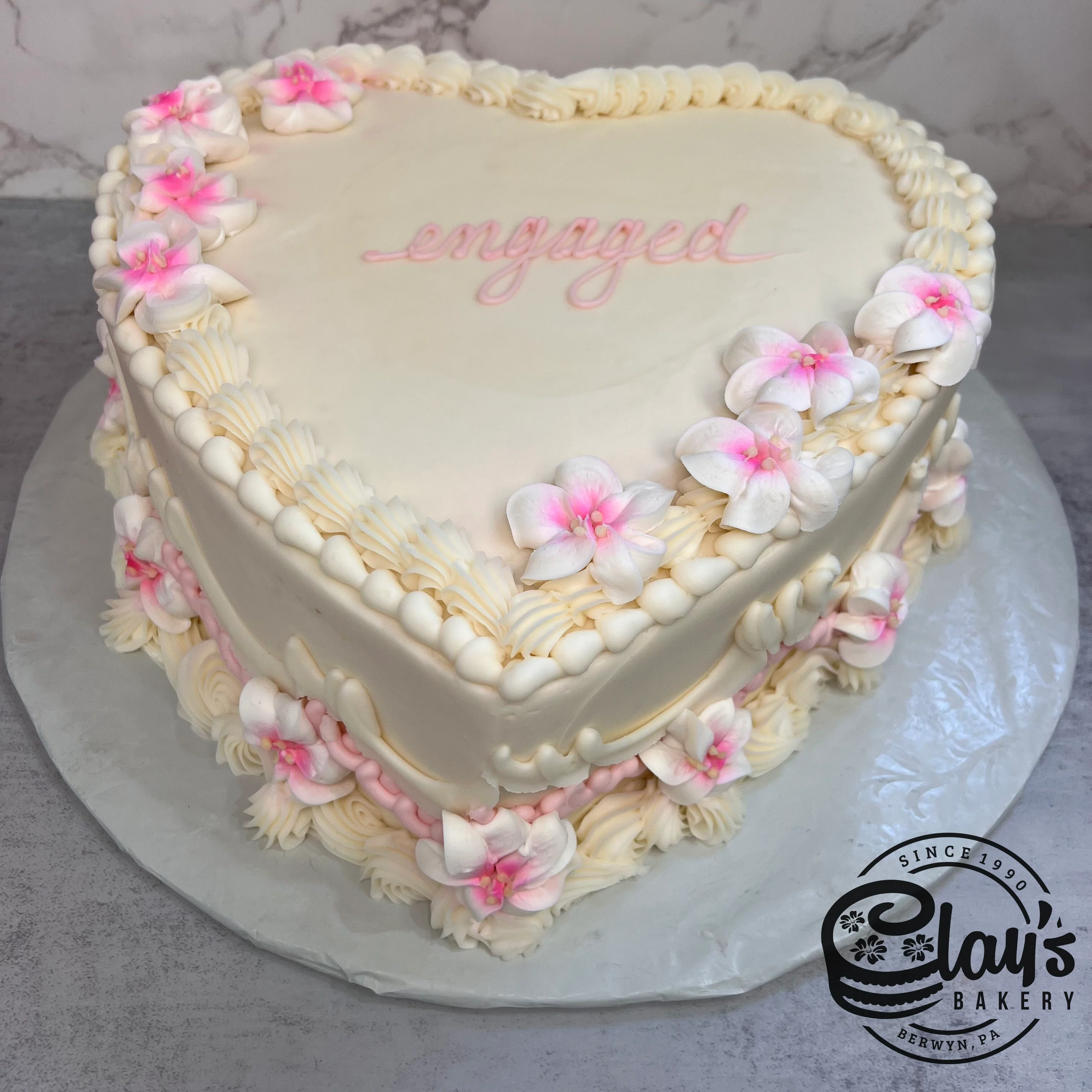 Heart with White Flowers - Shaped Cake - Image 3