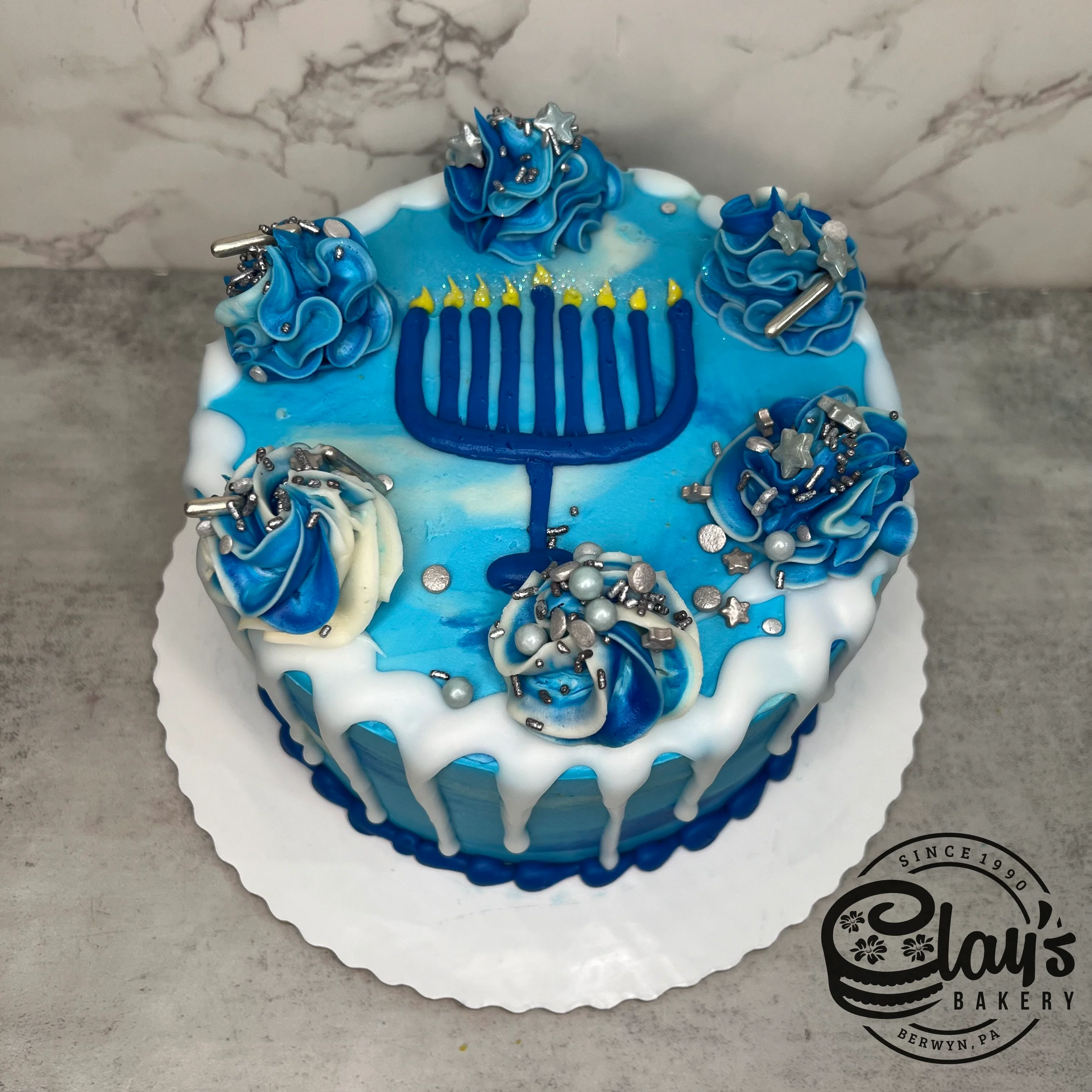 Menorah on Blue Schmear - Image 3