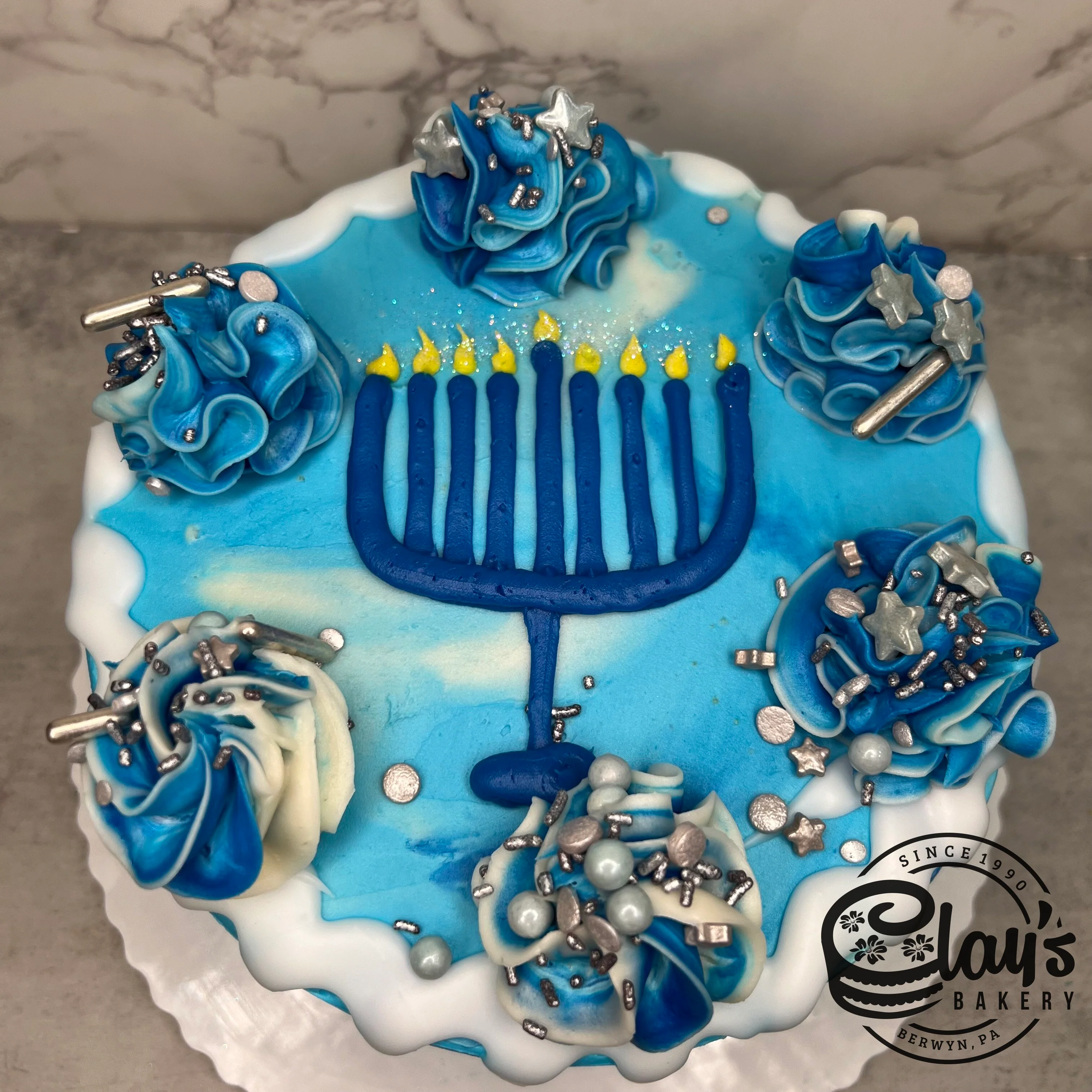 Menorah on Blue Schmear - Image 4