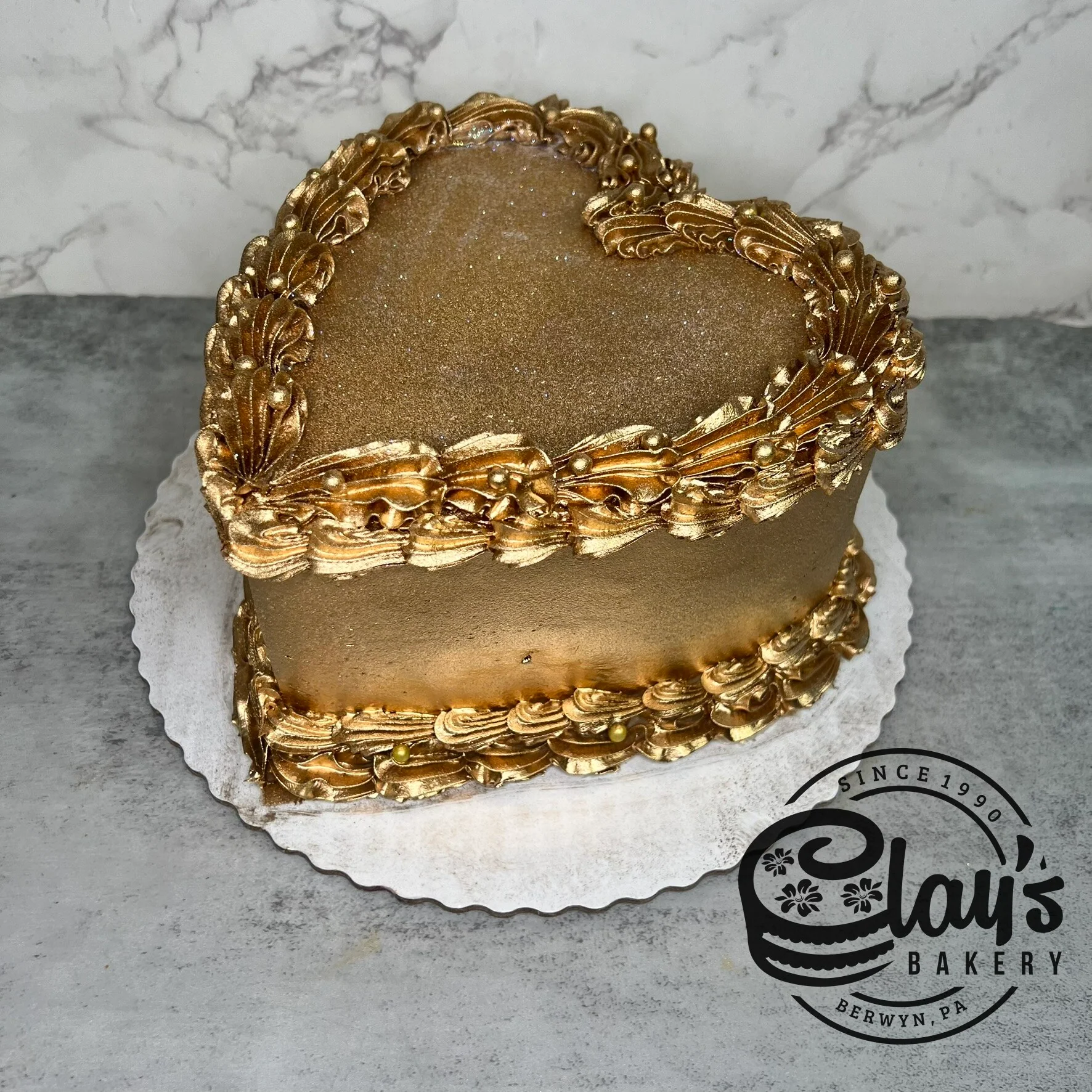Metallic Covered - Heart Shaped Cake - Image 3
