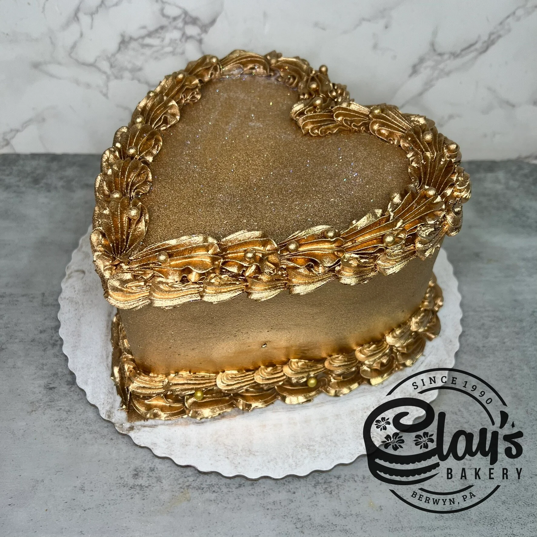 Metallic Covered - Heart Shaped Cake - Image 4