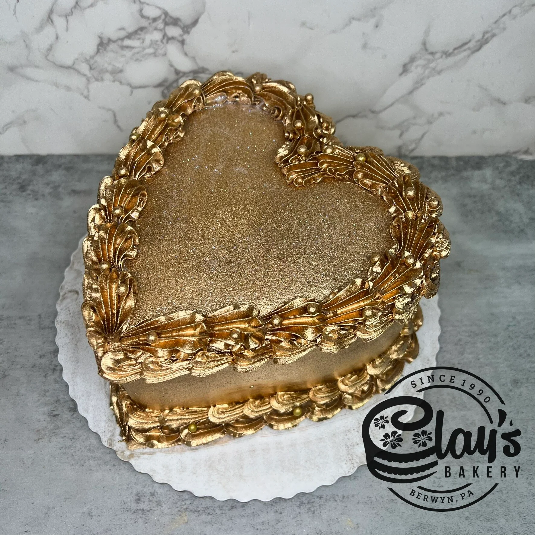 Metallic Covered - Heart Shaped Cake - Image 5