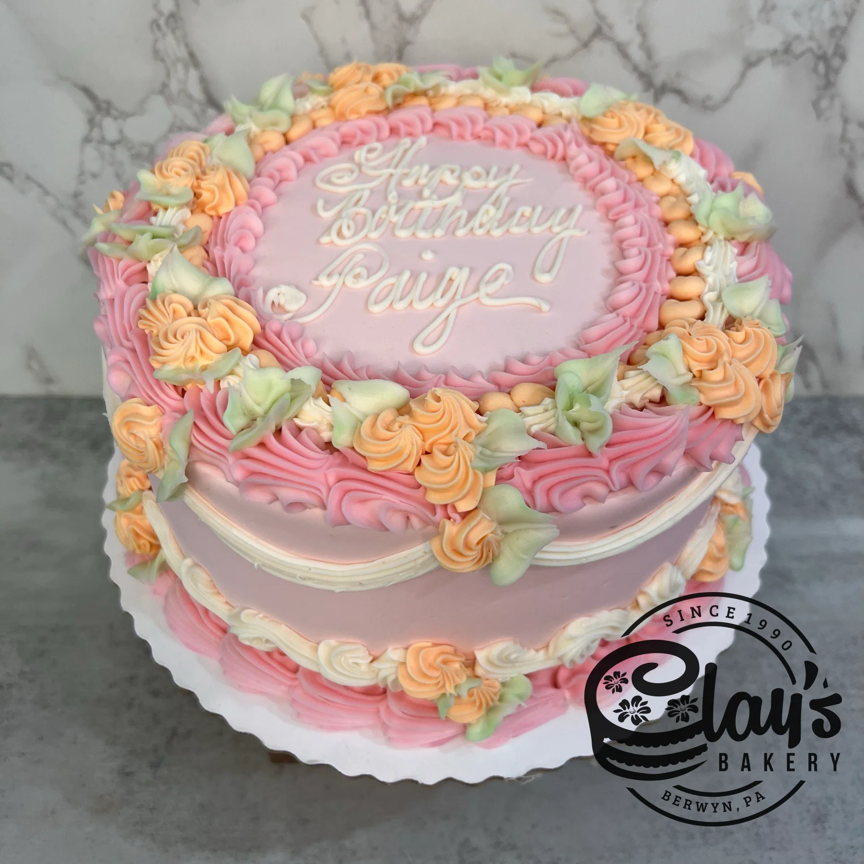 Peach and Pink Vintage Cake