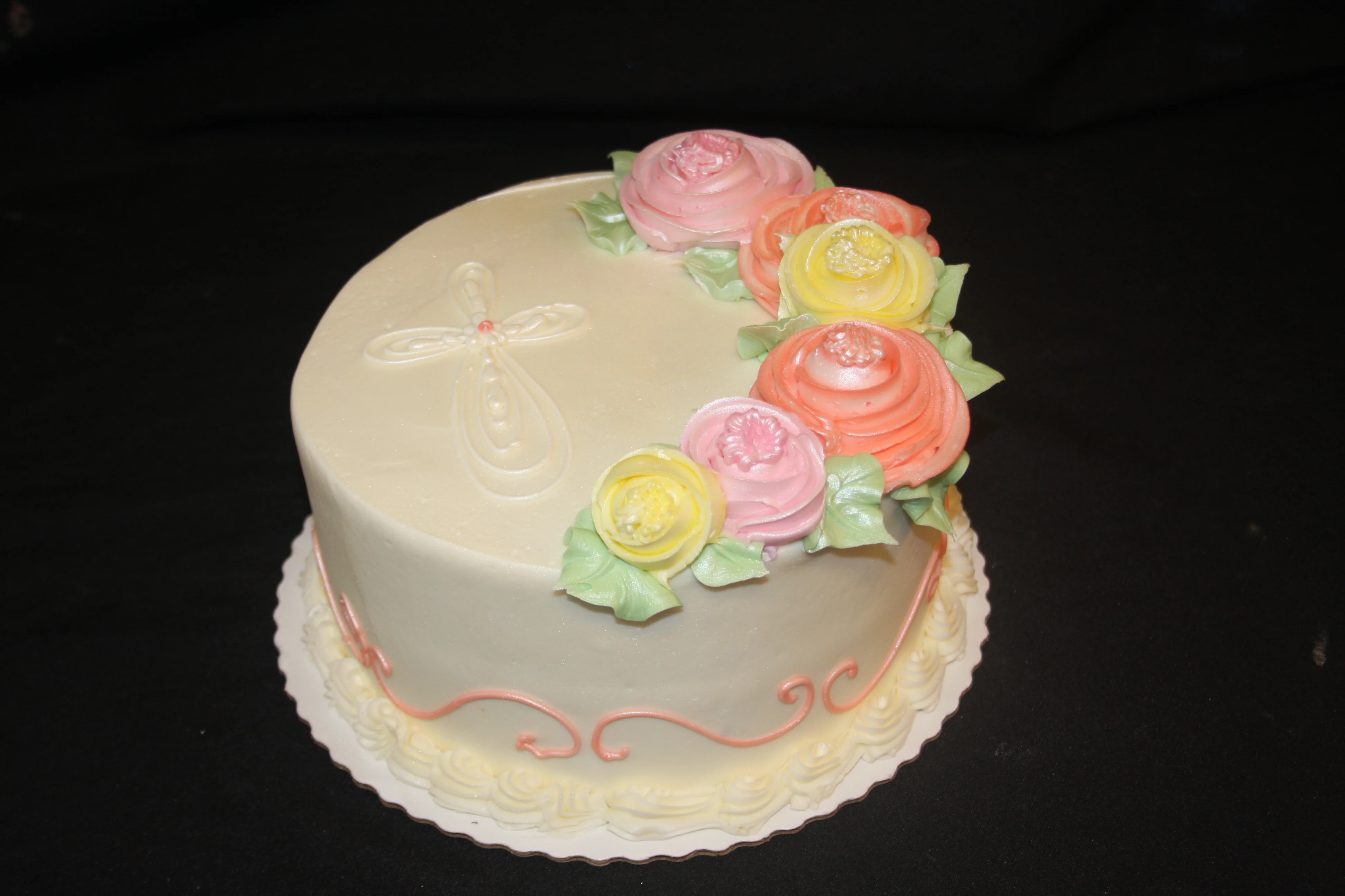 Pearlized Cross with Beautiful Flowers
