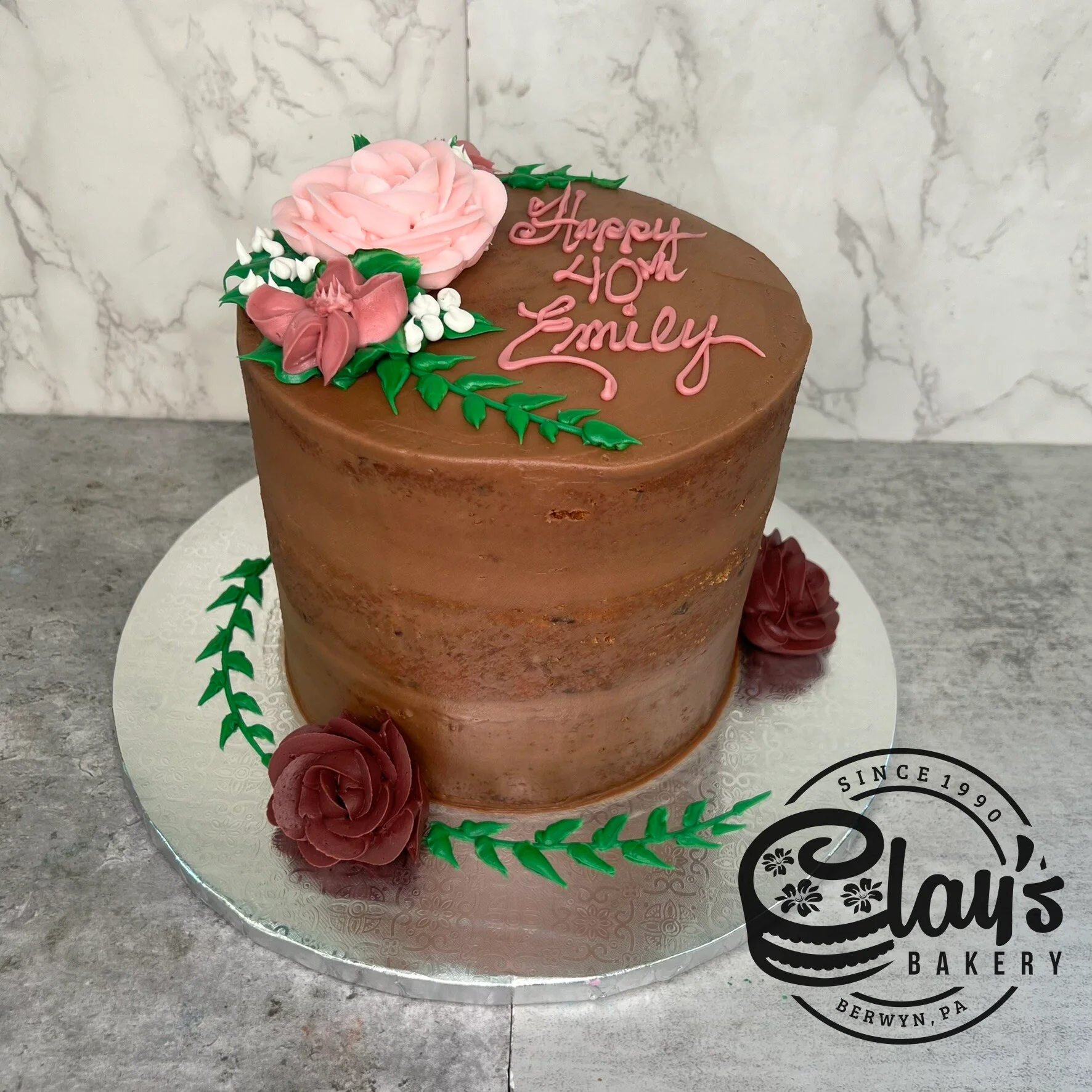 Pretty Florals and Greenery - Three Layer Cake