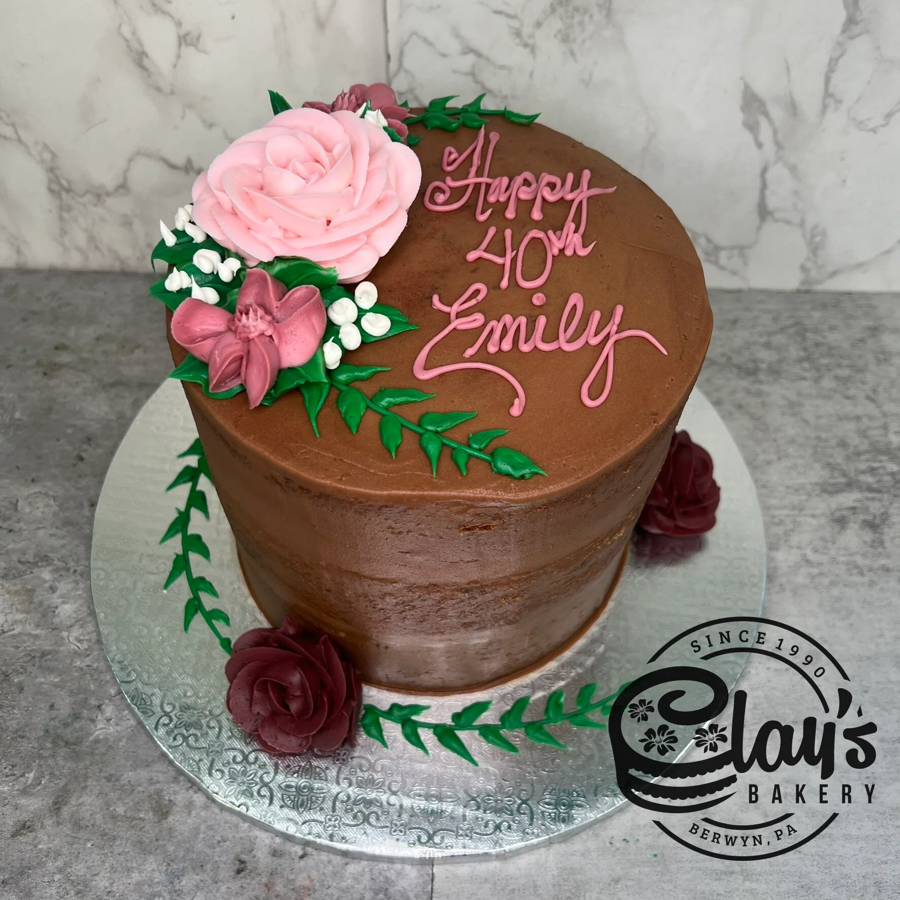 Pretty Florals and Greenery - Three Layer Cake - Image 4