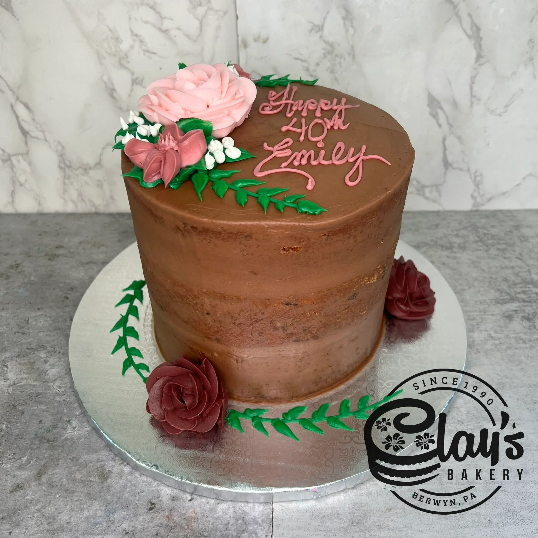 Pretty Florals and Greenery - Three Layer Cake - Image 5