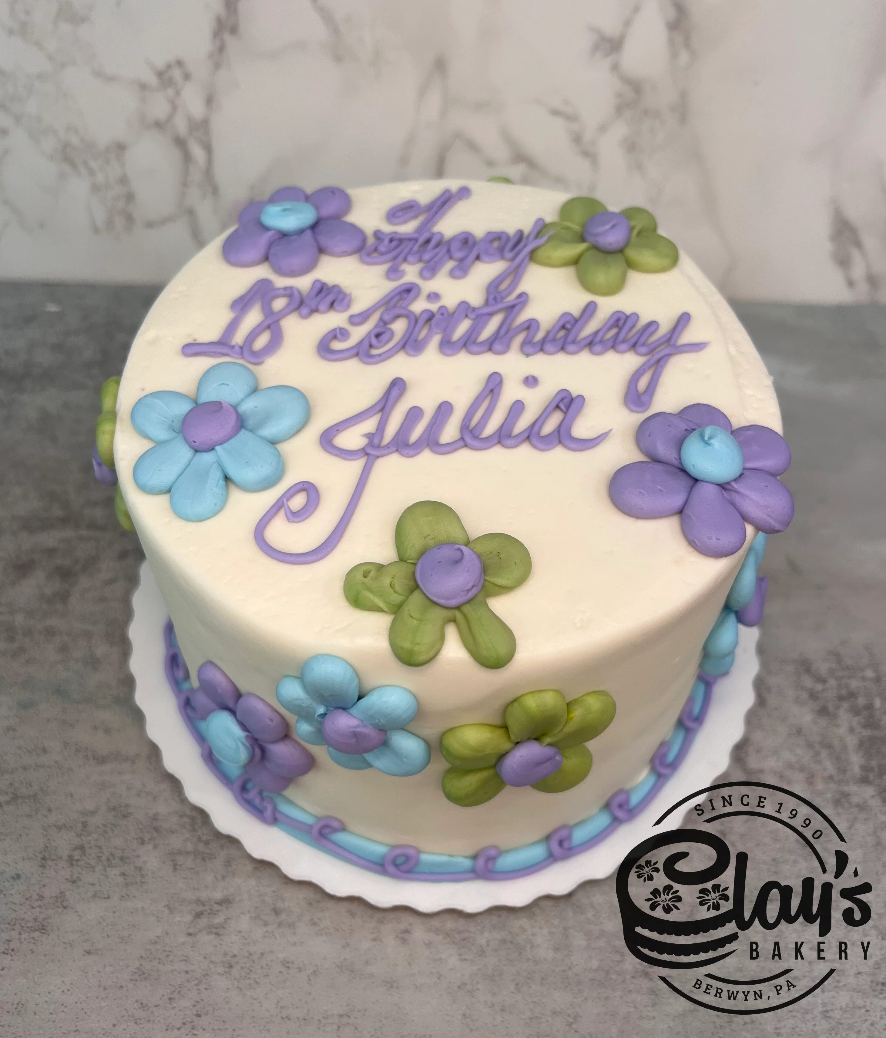 Purple, Green, and Blue Flowers