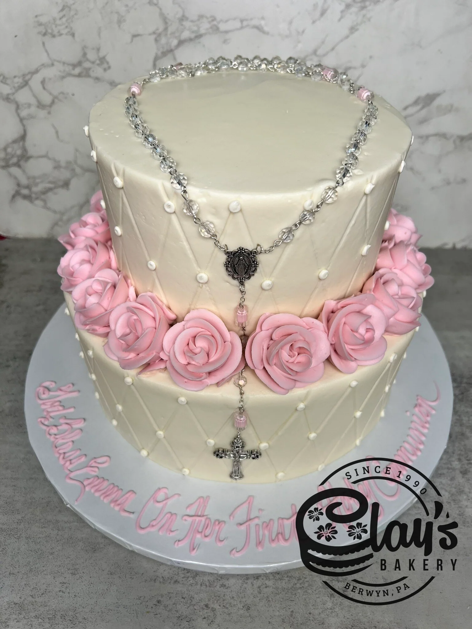 Quilted Rosary and Roses - Two Tier