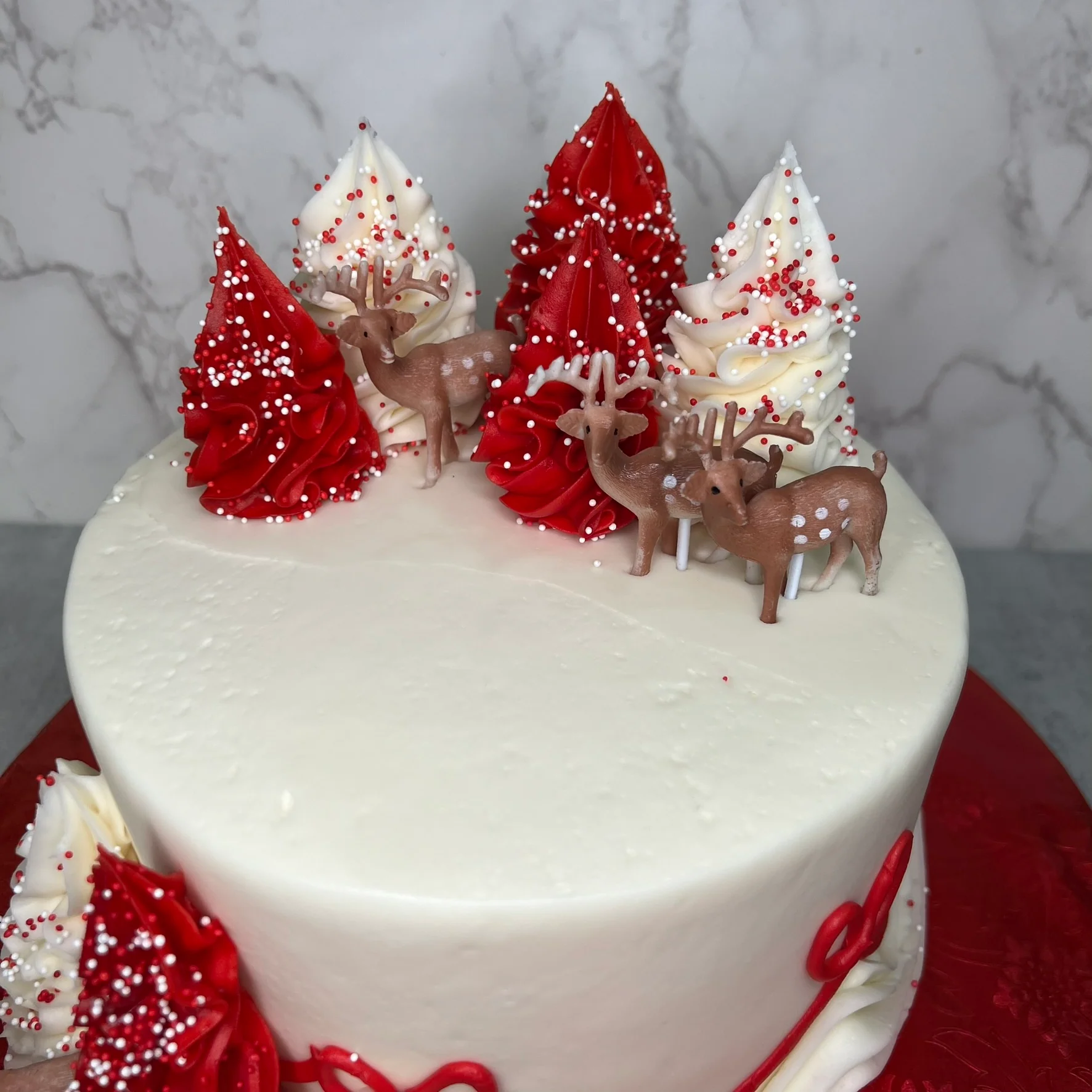 Red and White Trees and Deer - Image 2