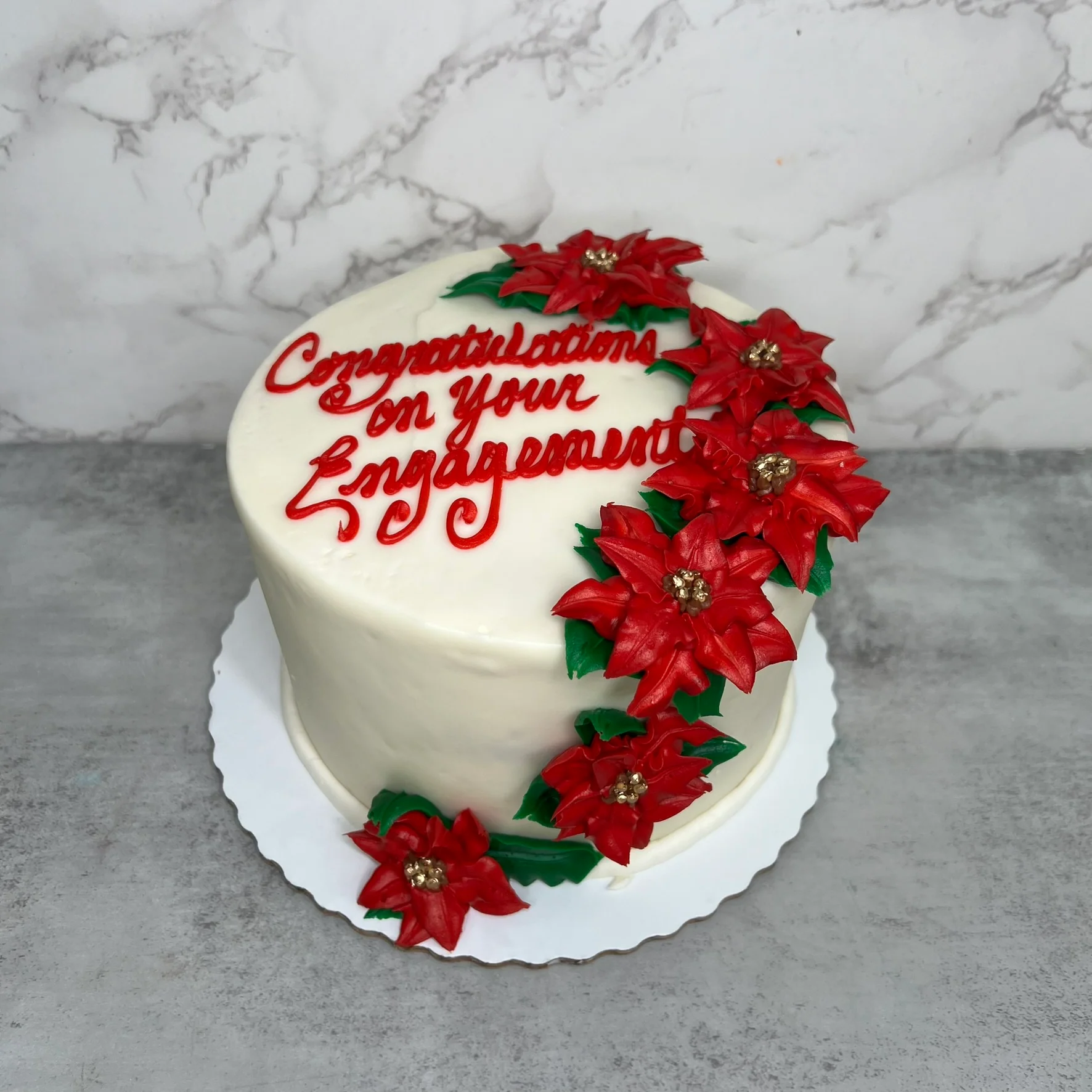 Red Poinsettia With Gold Centers Cascading - Image 2