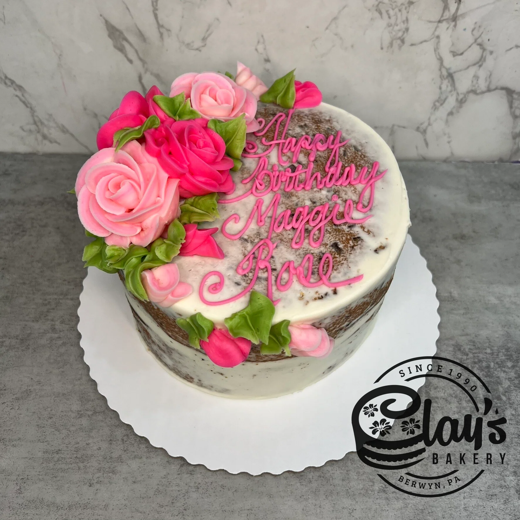 Shades of Flowers on Naked Iced Cake - Image 3