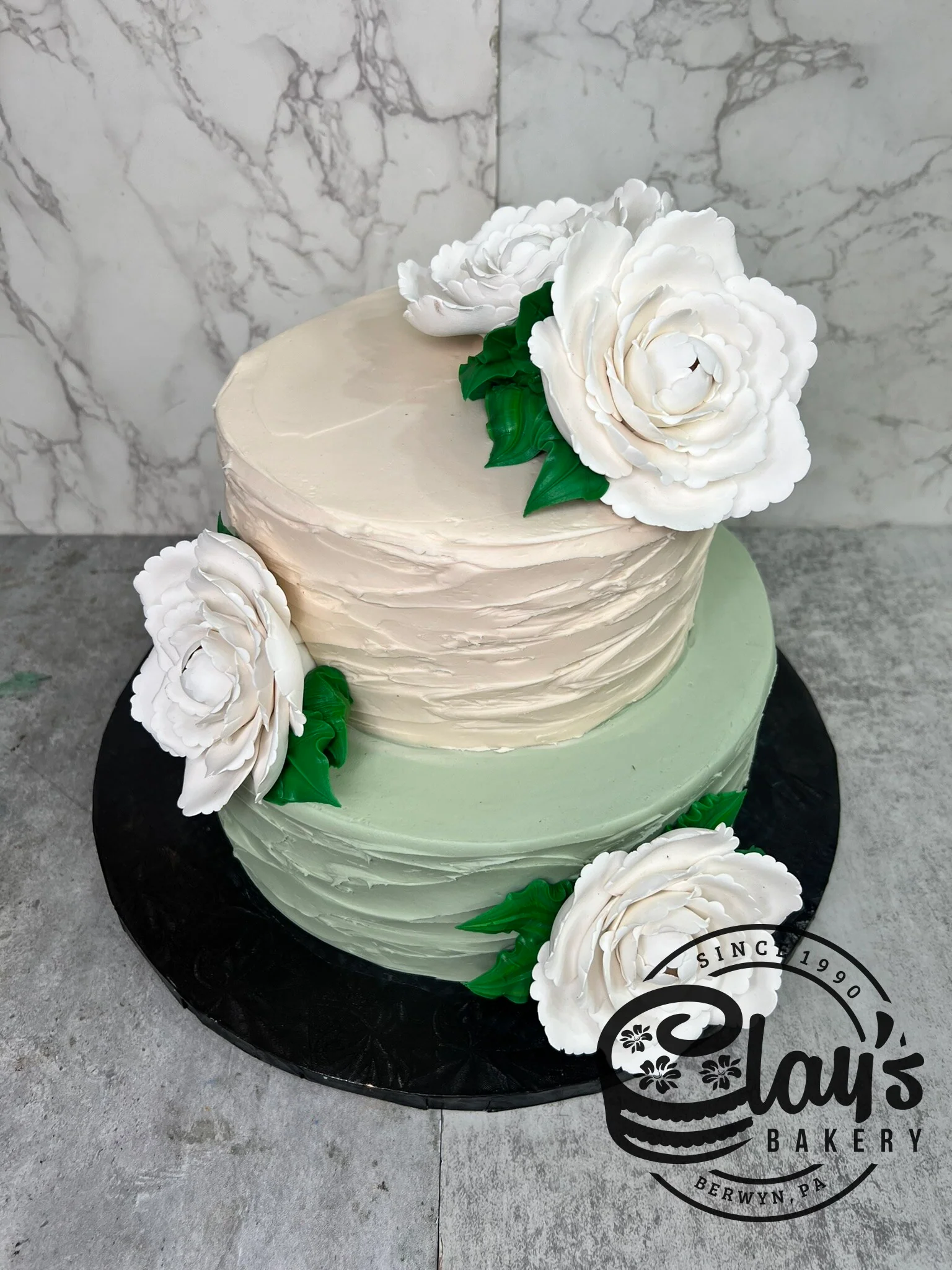Simply Textured with Gumpaste Flowers (Two Tier)