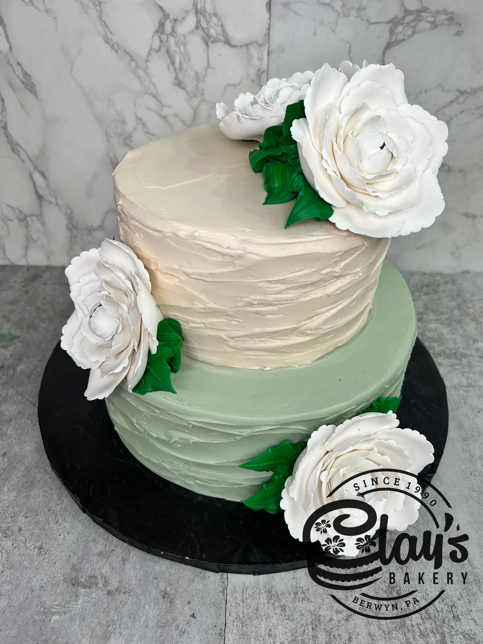 Simply Textured with Gumpaste Flowers (Two Tier) - Image 2