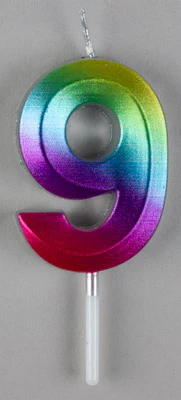 Small Rainbow Metallic Prism Number Candles - Image 10