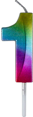 Small Rainbow Metallic Prism Number Candles - Image 2