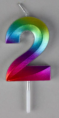Small Rainbow Metallic Prism Number Candles - Image 3