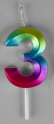 Small Rainbow Metallic Prism Number Candles - Image 4