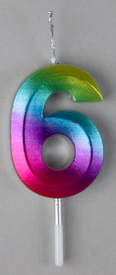 Small Rainbow Metallic Prism Number Candles - Image 6