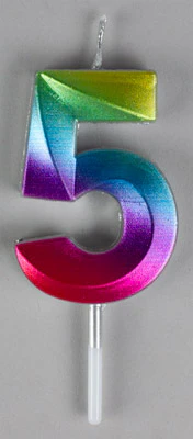 Small Rainbow Metallic Prism Number Candles - Image 7