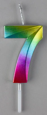 Small Rainbow Metallic Prism Number Candles - Image 8