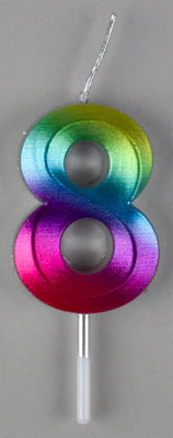 Small Rainbow Metallic Prism Number Candles - Image 9