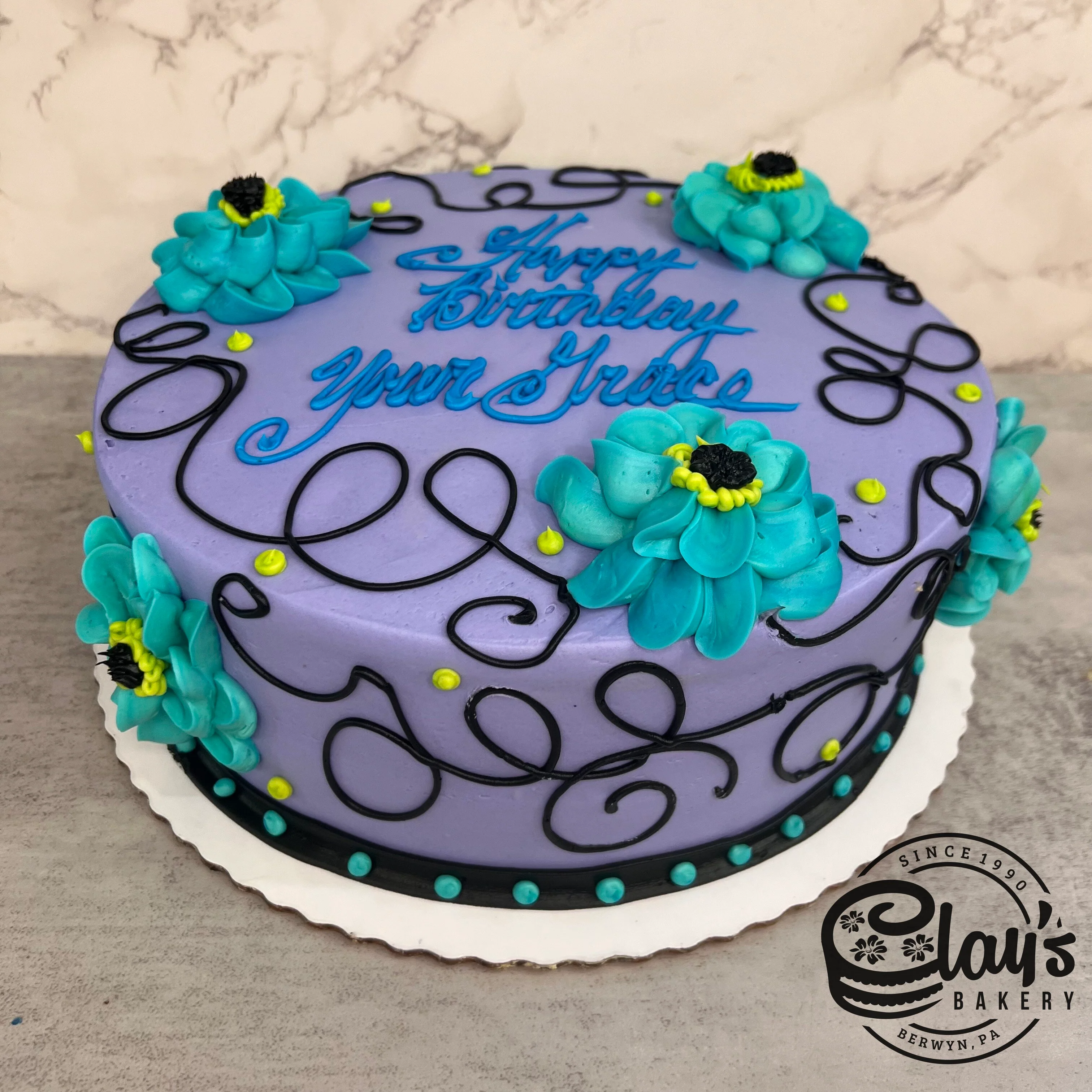 Teal Flowers with Black Accents - Image 2