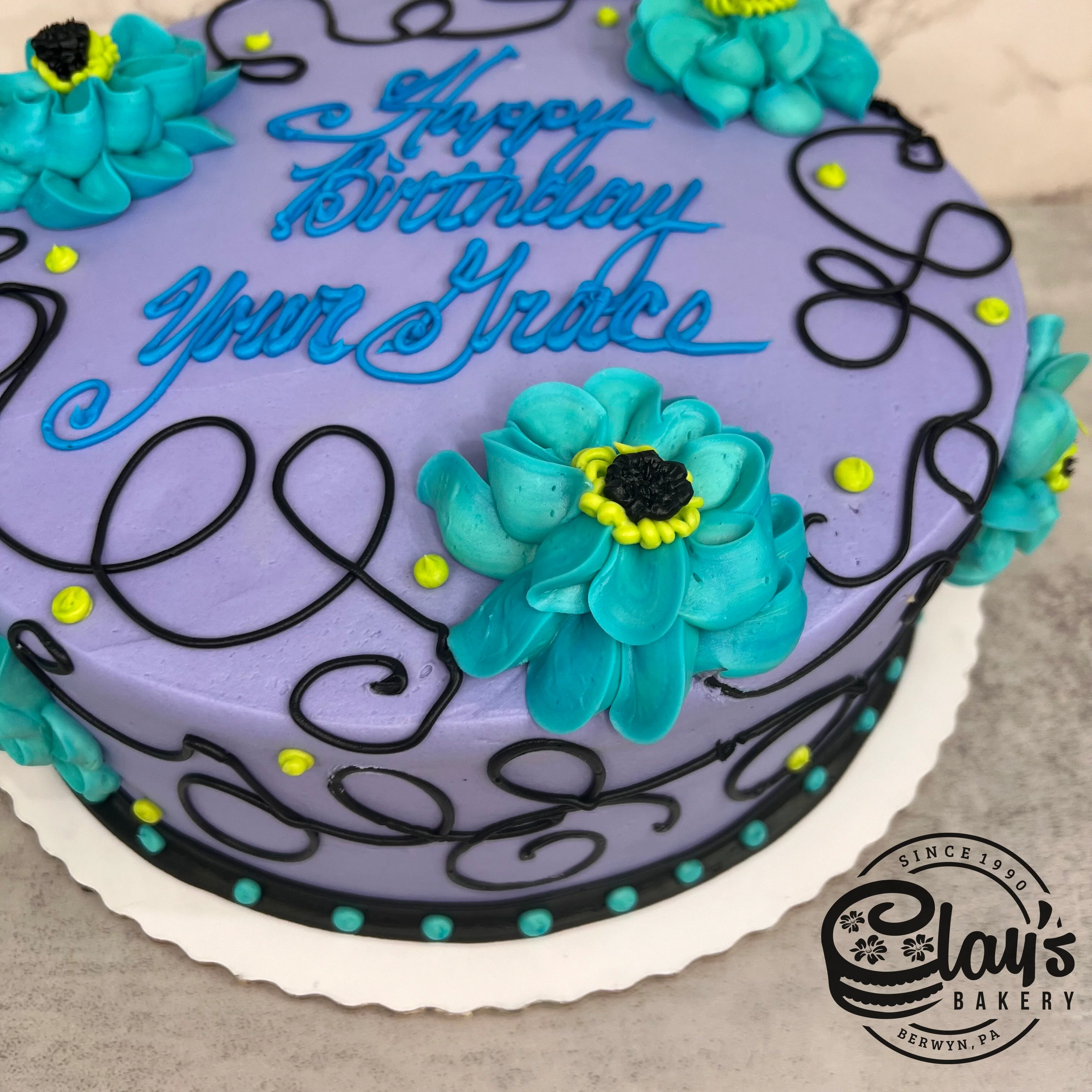 Teal Flowers with Black Accents - Image 3