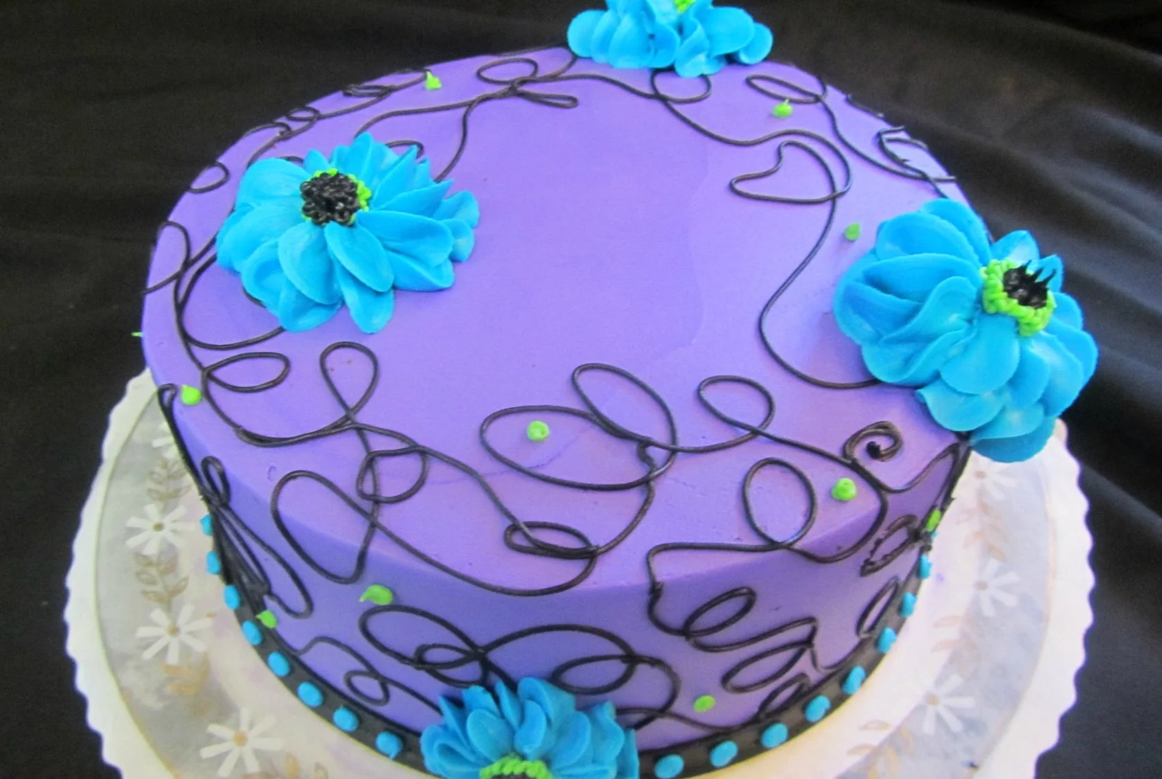 Teal Flowers with Black Accents - Image 4