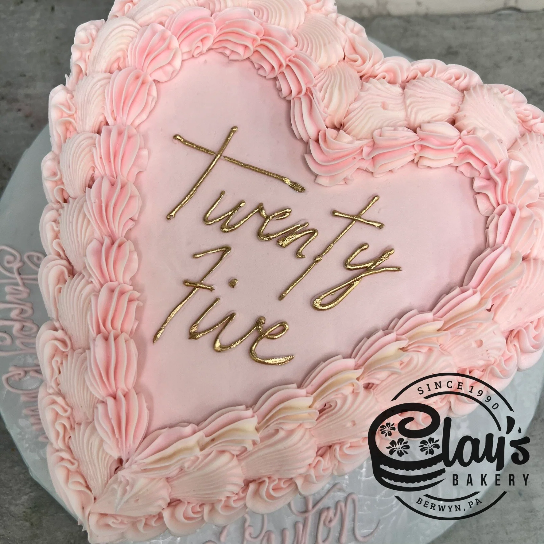 Vintage Heart with Metallic Writing  - Heart Shaped Cake - Image 2