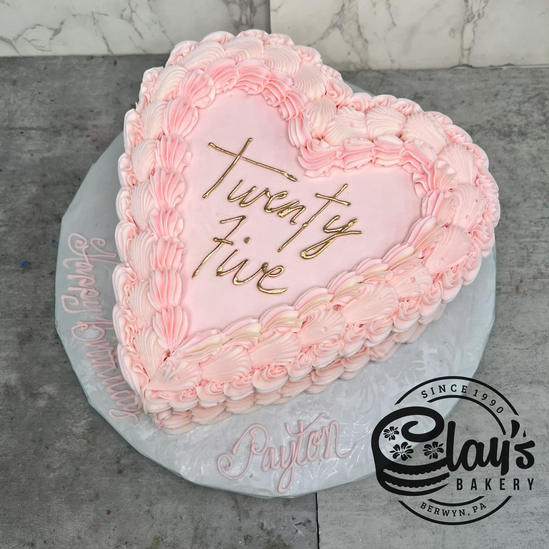 Vintage Heart with Metallic Writing  - Heart Shaped Cake - Image 6