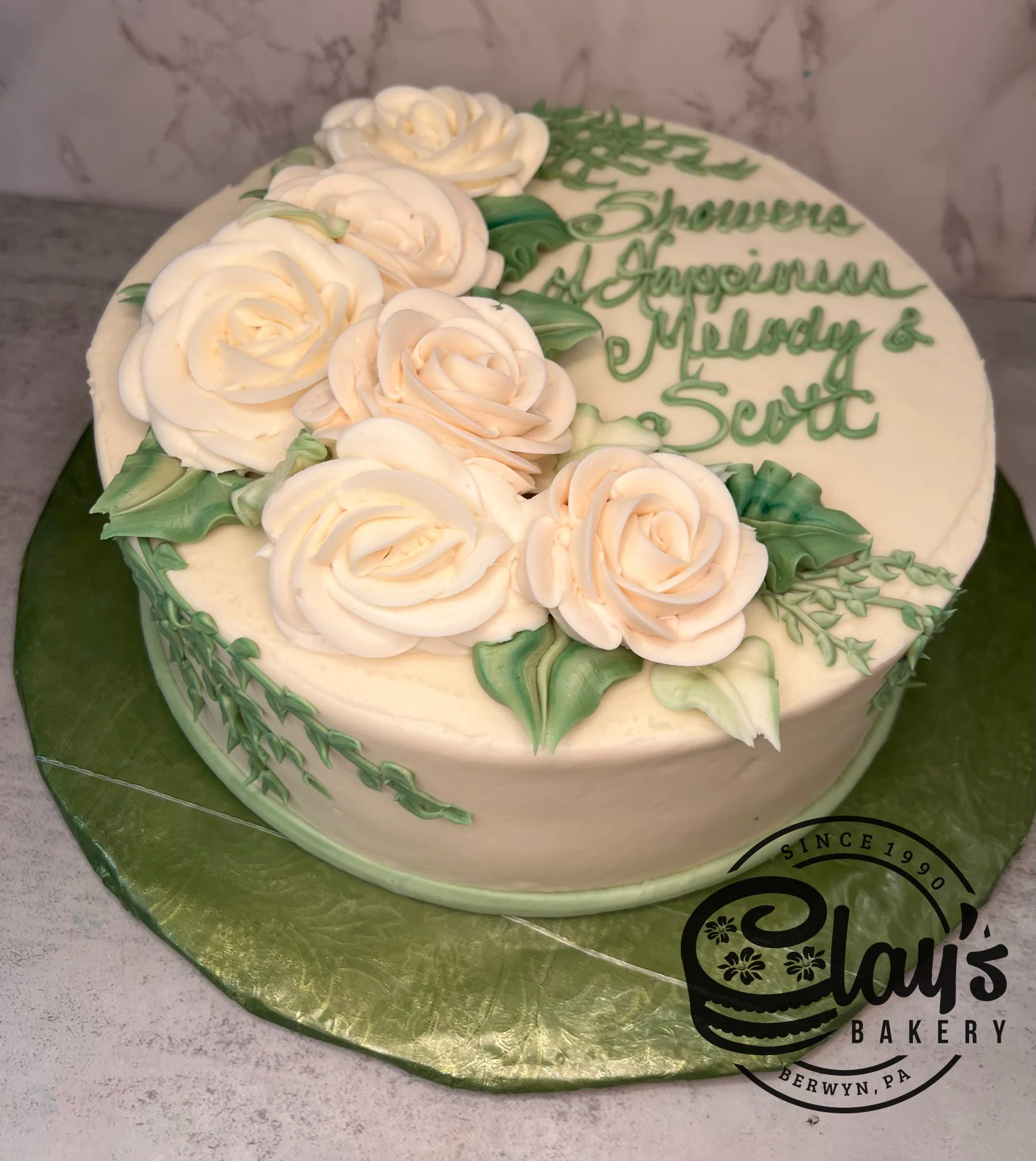 White Roses with Greenery